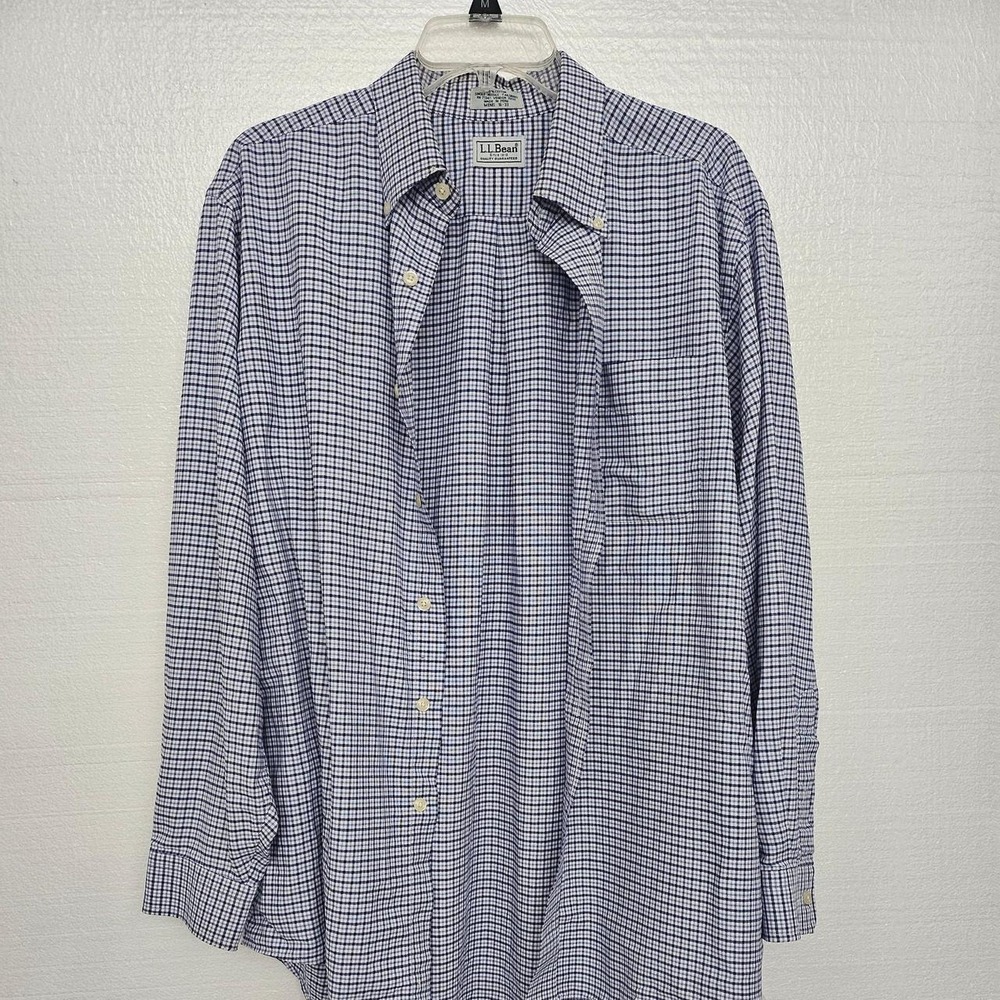 L.L Bean Blue White Button Down 16-33